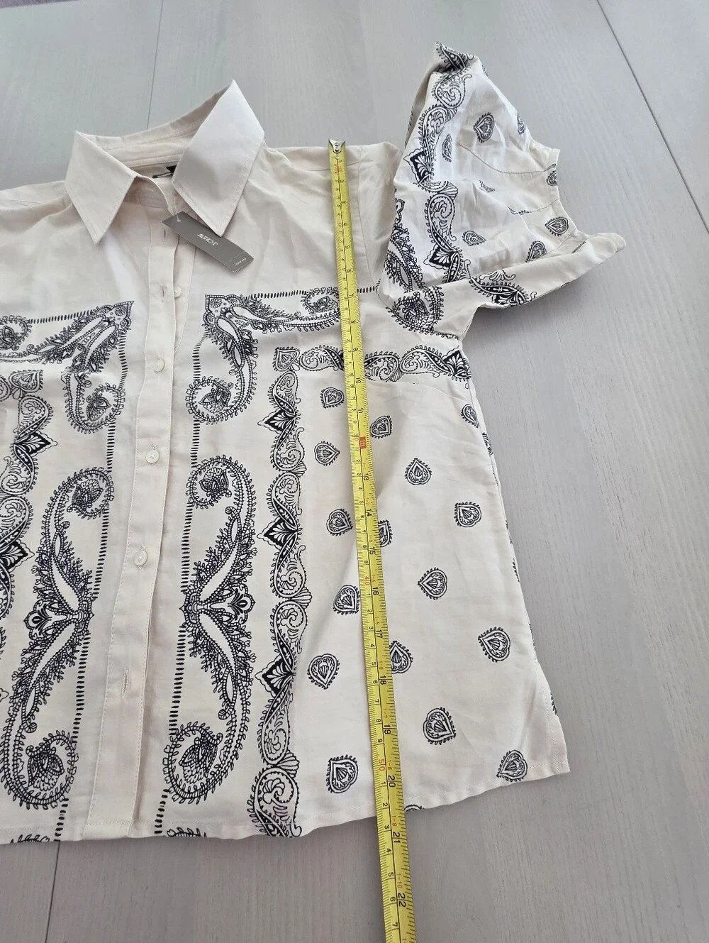 J.Crew Cream Short- Bell Sleeve Bandana-Print Downs button-up Shirt Sz 8 $128
